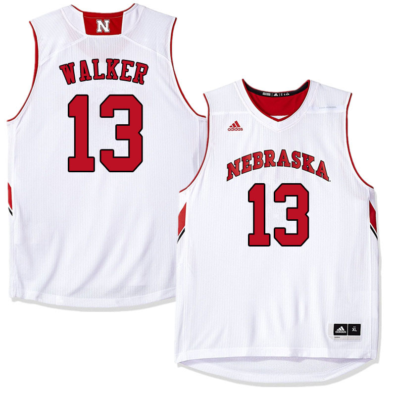 Men #13 Derrick Walker Nebraska Cornhuskers College Basketball Jerseys Sale-White - Click Image to Close